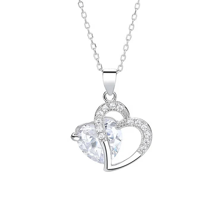 Fine Jewelry Heart Gemstone Pendant Necklace in Sterling Silver 925 Love Charm for Women