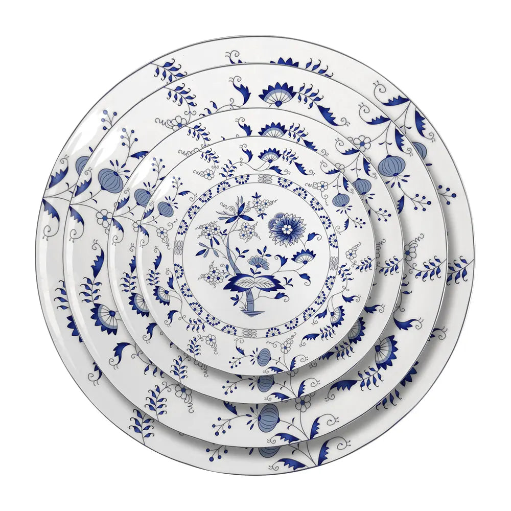 Wholesale Good Quality Blue Ceramic Charger Dinner Platter Set Vintage Breakable Sushi Plates for Catering Services