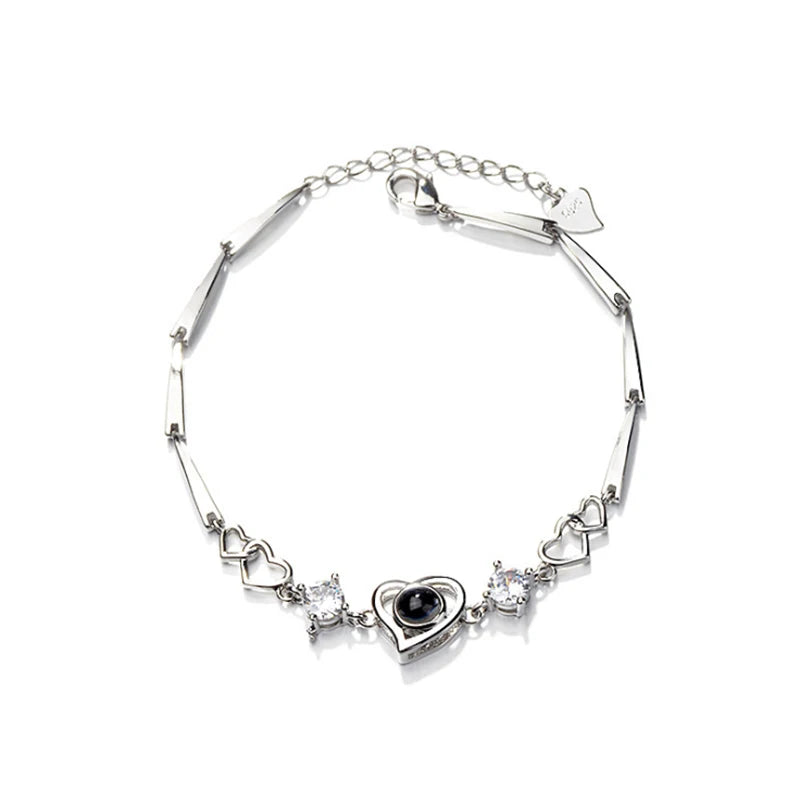 Handmade Love Heart Bracelet 100 Languages 'I Love You' Memory Fashion Charm for Valentine's Day Gifts