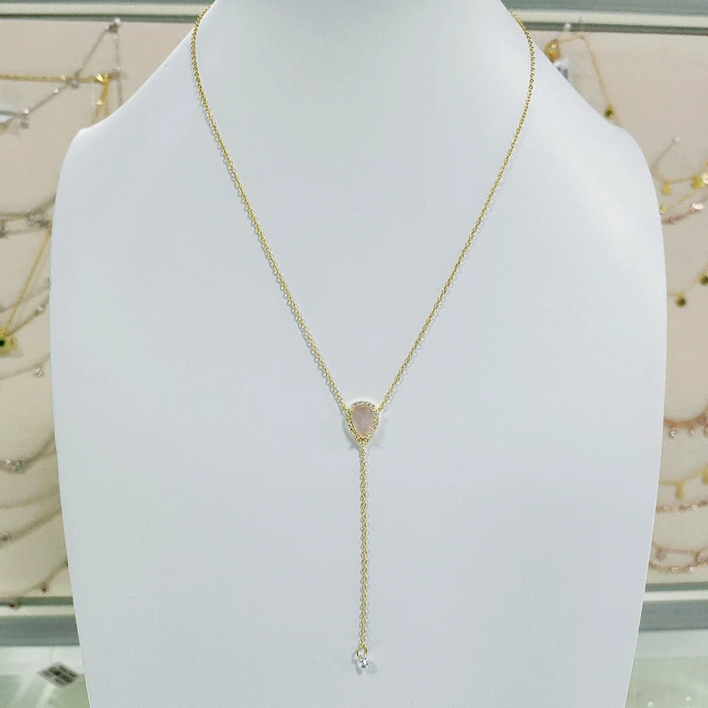 KN1130  Peishang Fashion Y Style Zircon Necklace Sterling Silver 925 Jewelry for Women Custom Wholesale
