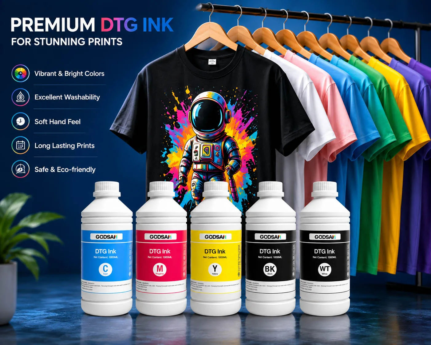 1000ML Textile Color White DTG Pigment Ink for Epson Dx5 Dx6 Dx7 4720 5113 I3200 Xp600 Tx800 1390 L800 L1800 Printhead Printer
