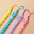 Modern Small Straight Auto-Open Clear PVC Umbrella for Adults Colorful Logo Printed Handle Manual Control Transparent Fabric