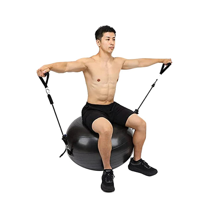 Professional Exercise Yoga Ball with Stainless Steel Pilates Bar Physical Therapy Balance Ball with Air Pump