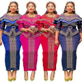 S10355 Luxury Plus Size Evening Dresses Elegant Rheinestone Bead Mesh Patchwork Long Dresses African Church Dresses for Women