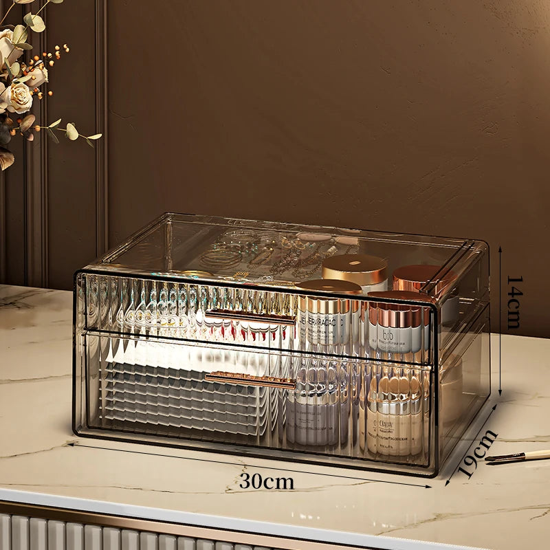 Cosmetic Makeup and Jewelry Storage Case Display Clear Cosmetic Storage Organizer Makeup Organizer