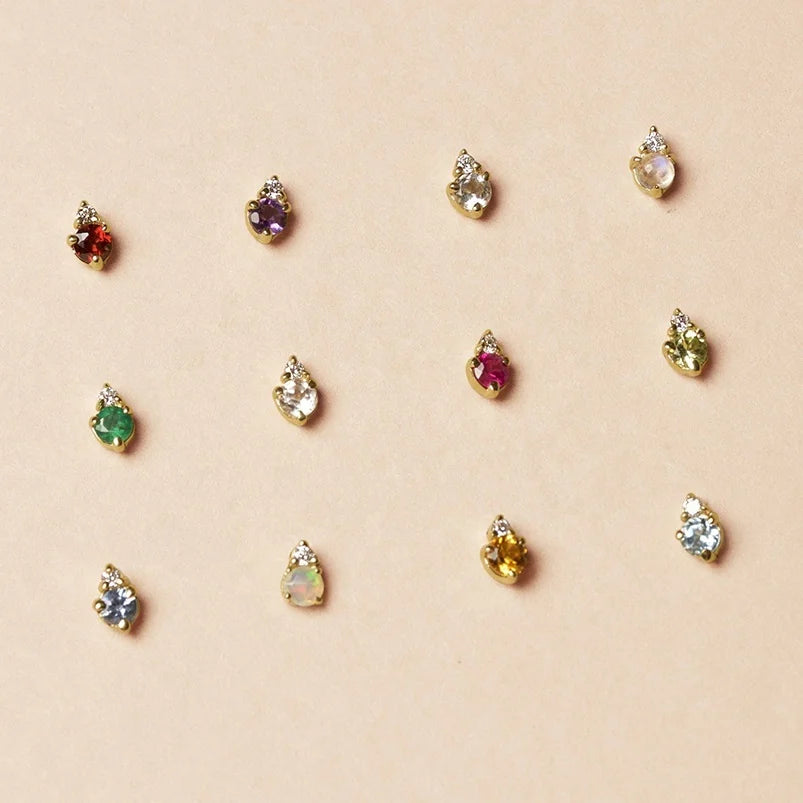 Gemnel 2022 Minimalist Sterling Silver Jewelry Custom Gemstone Birthstone Stud Earrings