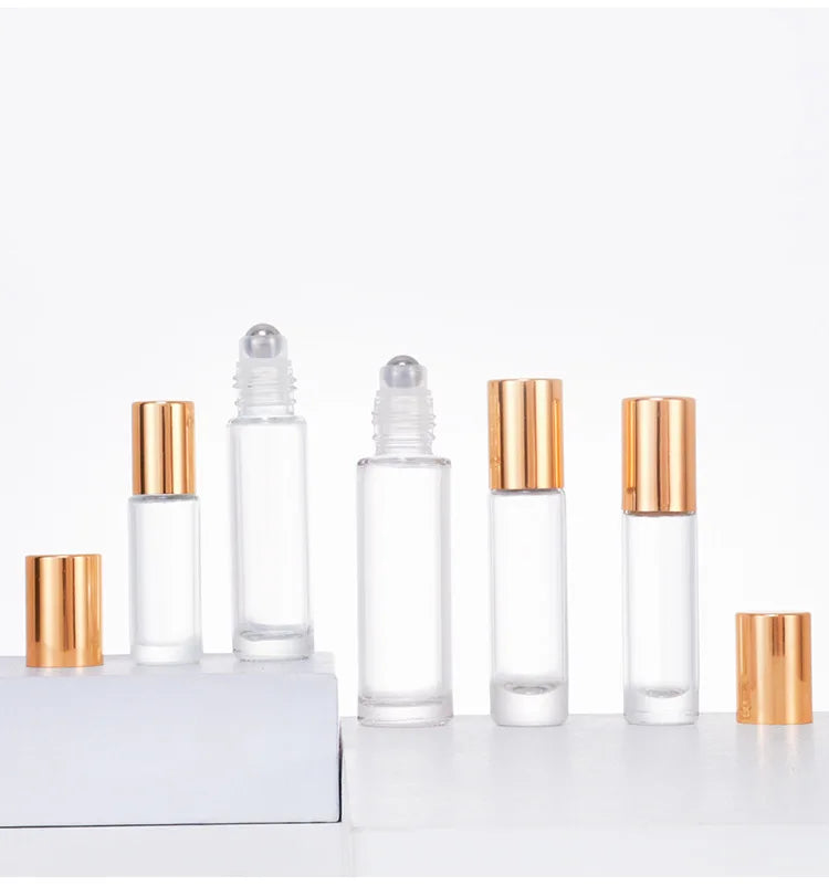 For MUB 8ml Round Glass Roller Bottles Mini Empty Essential Oil with Aluminum Cover Roll on Sealing Type