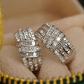 CAOSHI Custom Geometric Design Shining Cubic Zirconia Earrings for Women Fashion Wedding Silver Plated Hoop Earrings Jewelry OEM
