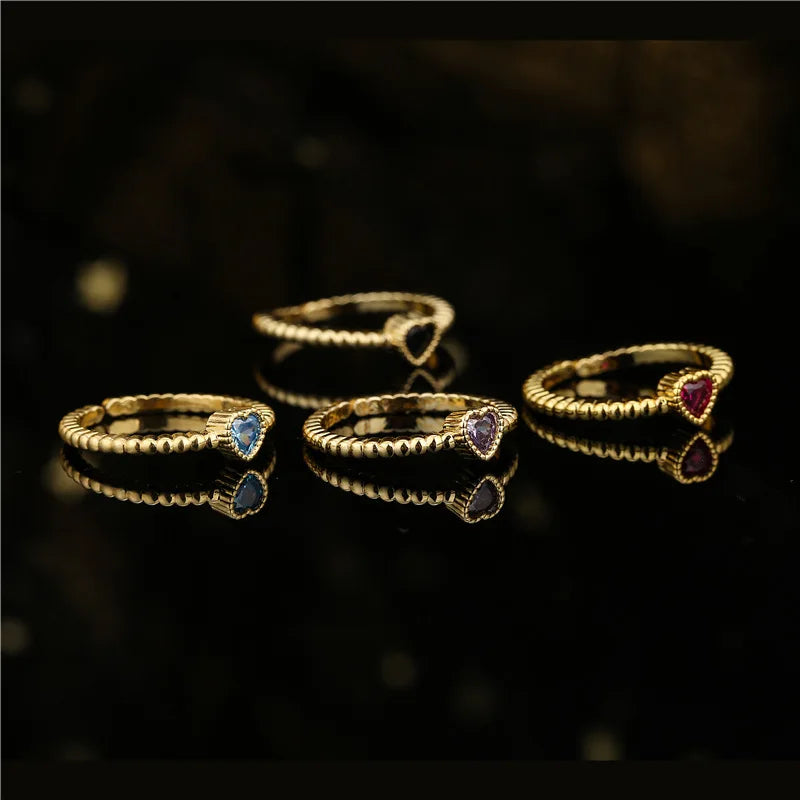Fashion New Design Zircon Copper Open Adjustable Rings Jewelry for Women