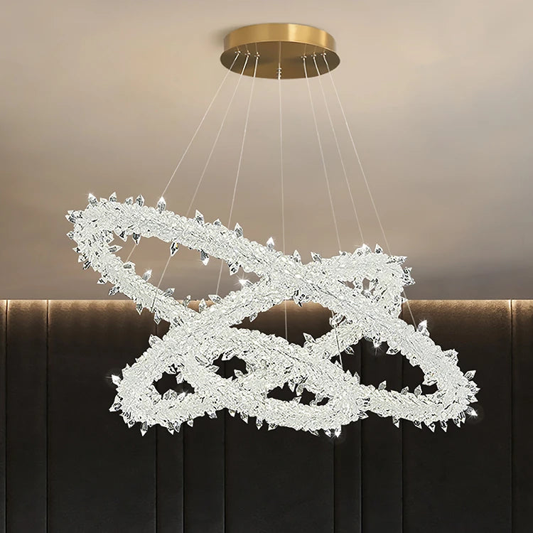 Gypsophila Starry Round Star Shape Indoor Decorative Modern High Clear Crystal Living Room Chandelier Lighting Pendant Lamp