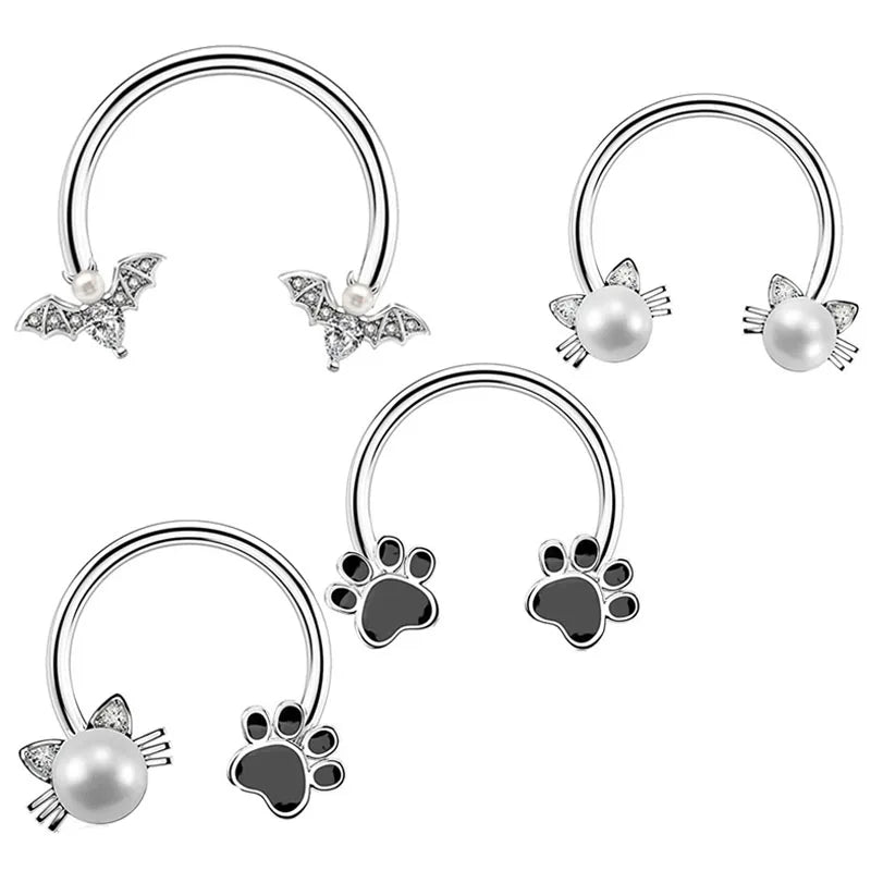 16G Septum Rings Surgical Steel Septum Jewelry Hinged Nose Rings Hoop CZ Horseshoe Cartilage Earrings Hoop Helix Tragus