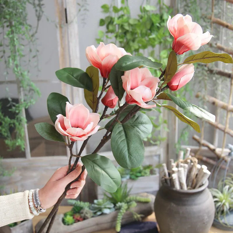 Home Decoration Popular Centerpiece Flower Real Touch PU Artificial Orchid Magnolia Flowers