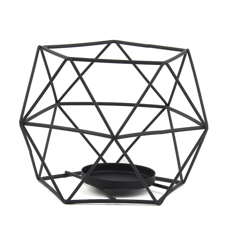 Geometric Metal Wedding Table Candle Holder with Hollow Design for Event Centerpieces in Gold Black and Rose Gold