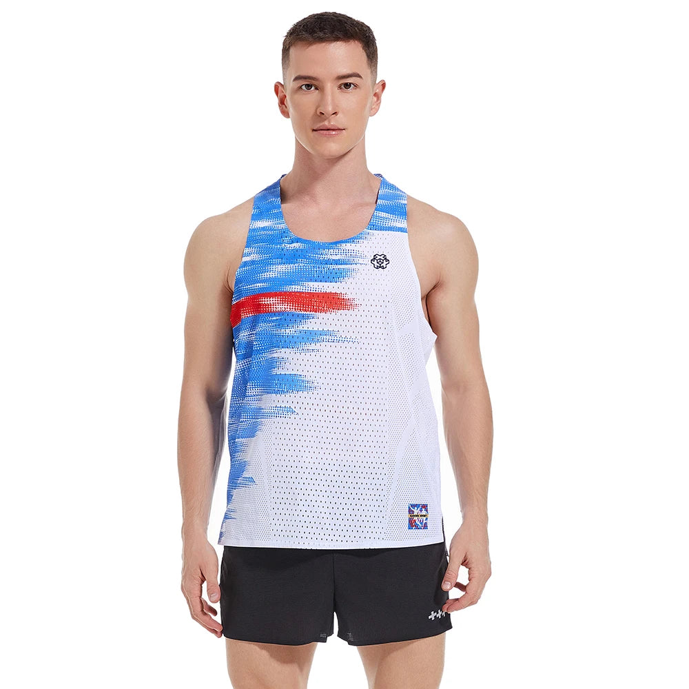 Custom Men's Sporty Running Singlet Lightweight Marathon Tank Top Breathable Quick Dry Workout Sleeveless Shirt
