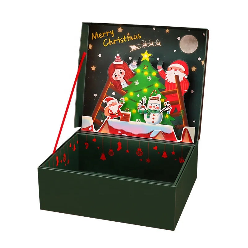Custom Premium Cardboard Christmas Paper Boxes Rigid Magnetic Embossed Matt Lamination UV Coating Photo Frame Packaging Solution