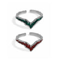 Irregular V Shaped Enamel Glaze Fine Opening Adjustable 925 Sterling Silver Finger Ring for Women