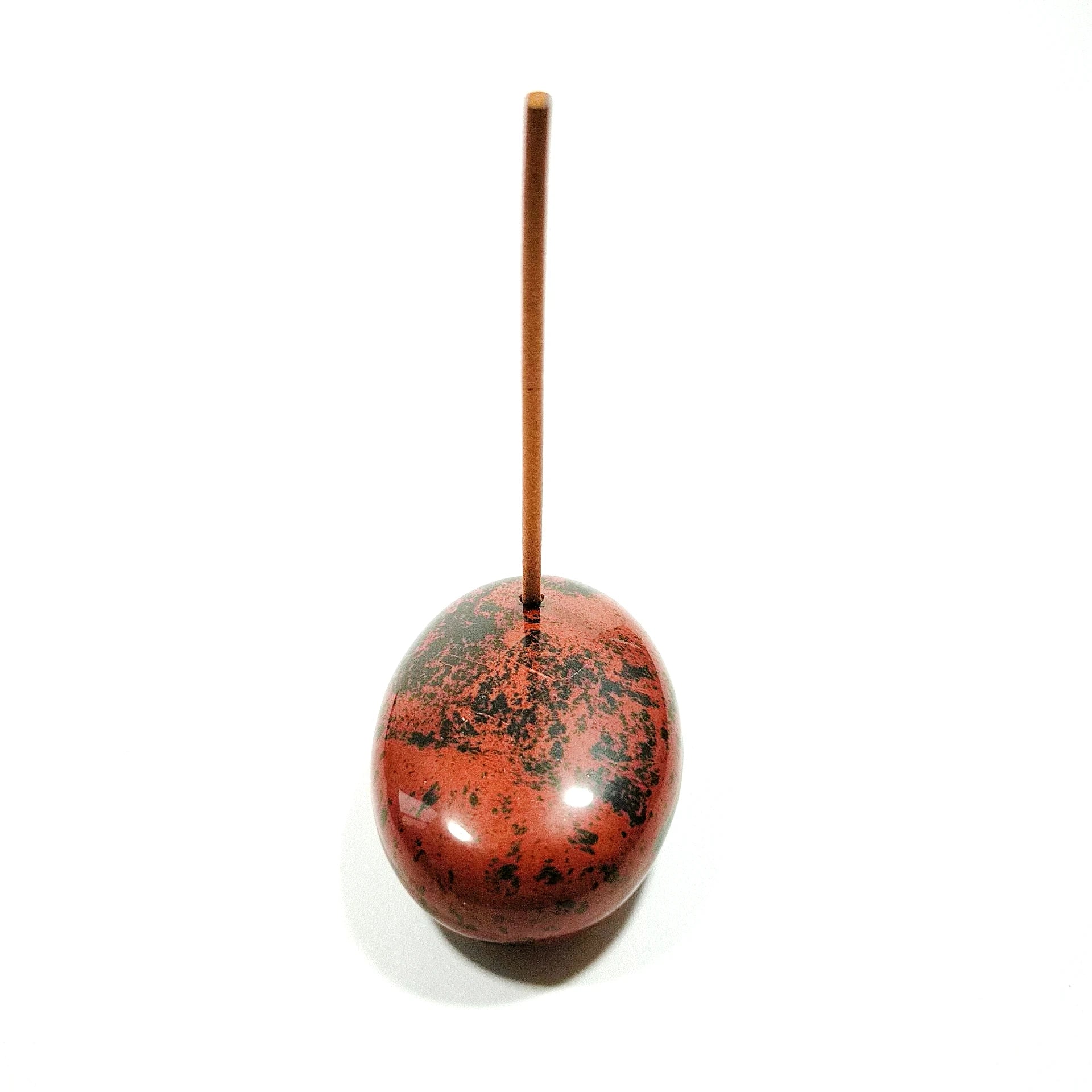 HZ Hot Selling Natural Pebble Stone Egg Shape Crafts Mahogany Obsidian Incense Holder for Gift Folk Crafts
