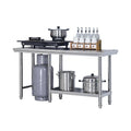 Brushed Stainless Steel Kitchen Workbench Inox Worktable with Open Base for Hotel and Restaurant Gas Tank Supplies