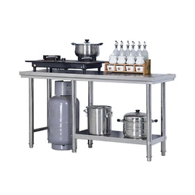 Brushed Stainless Steel Kitchen Workbench Inox Worktable with Open Base for Hotel and Restaurant Gas Tank Supplies