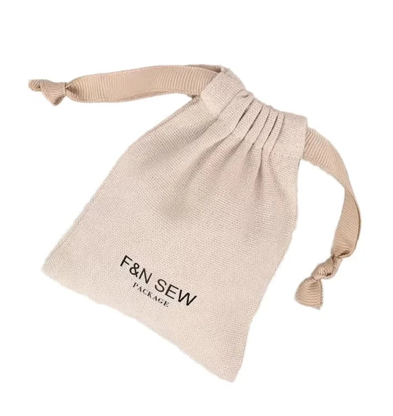 Custom Mini Small Cotton Drawstring Jewelry Pouch with Logo Perfume and Lipstick Dust Cover Bags