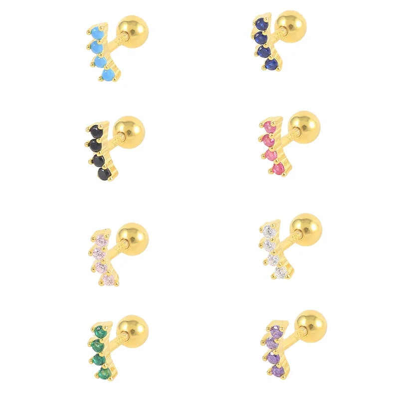 Rainbowking the Latest Style Fashionable Diamond-encrusted Light Luxury Piercing Single Stud Earrings As a Gift for Women