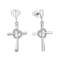 YH JEWELLERY Hot Selling Cute Design S925 Sterling Silver Cz Cross Heart Drop Earrings Silver Jewelry for Women