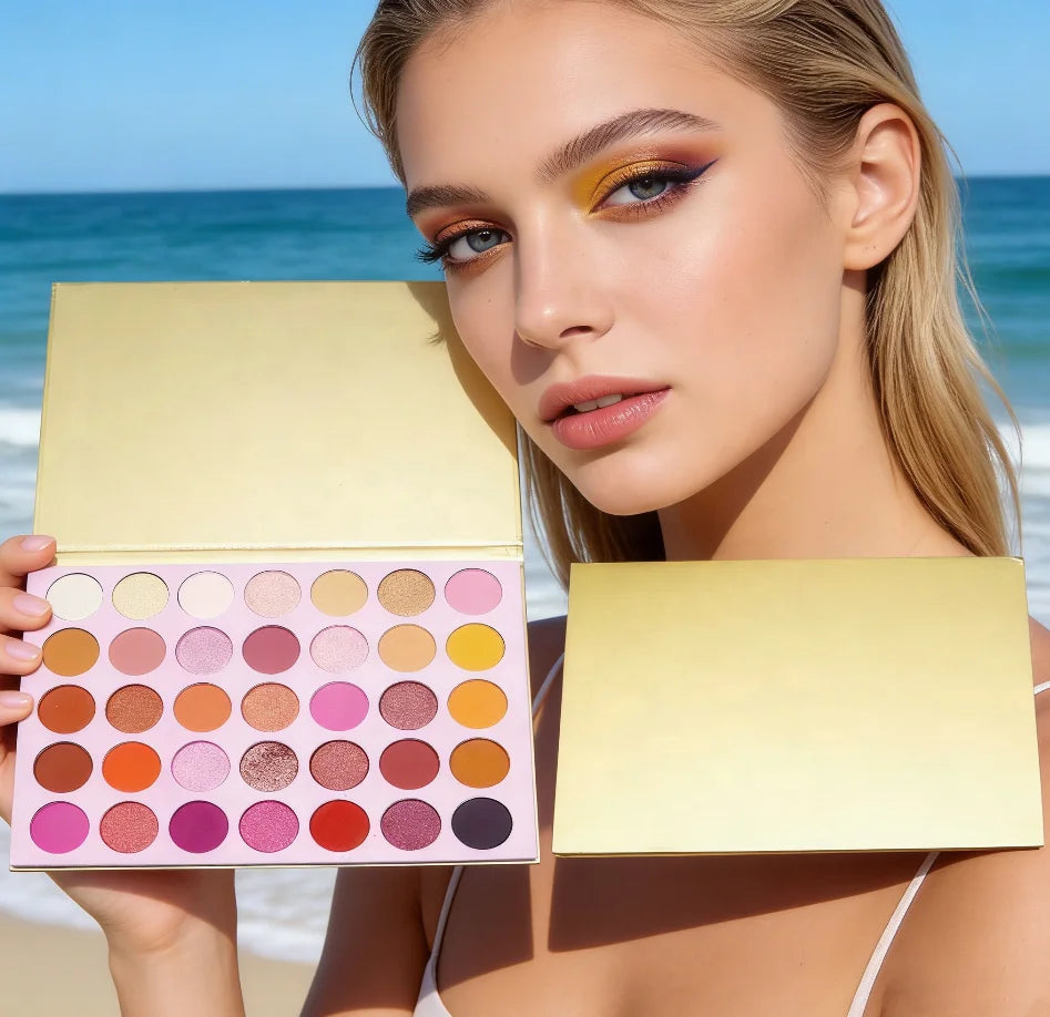 Wholesale Factory Price Best Selling 35-Color Bling Wet Eyeshadow Palette Custom Styles Big Size Pan Low MOQ Eye Shadow Powder