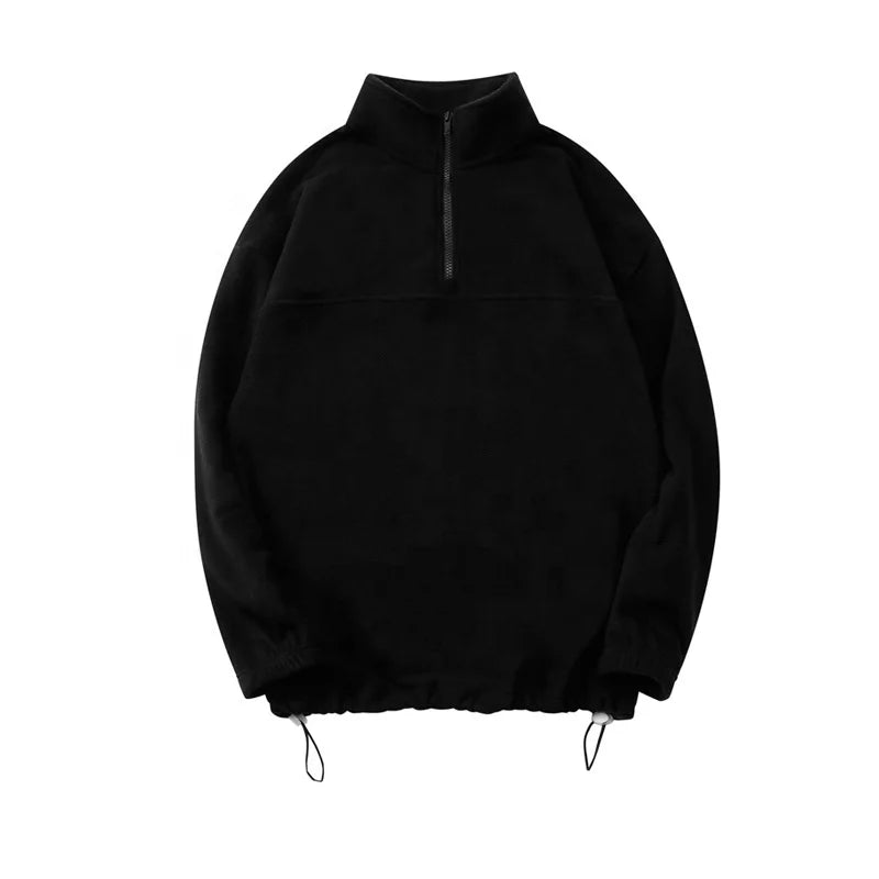 300 Gsm Black Vintage 1/4 Half Zip up Pullover Hoodie Polar Fleece 2025 Wholesale Sweatshirt Men's Custom Quarter Zip Hoodie