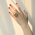 HOVANCI 2020 Trendy Style High Polish Gold Silver Plated Copper Finger Rings Irregular Smooth Round Band Ring for Women