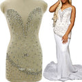 WDP-437 Keering Crystal Patches Luxury Haute Couture Bridal Dress Panel Rhinestone Back Bodice Applique for Dresses