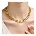 Stainless Steel Necklaces Cuban Grinding Link Chunky 15mm Chain Choker Jewelry 18K Gold Plated