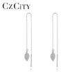 CZCITY Shine Cubic Zirconia 925 Sterling Silver Tassel Threader Dangle Earrings Long Chain Ear Line for Women