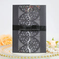Black Holiday Invitation Card Iridescent Paper Laser Cut Paper