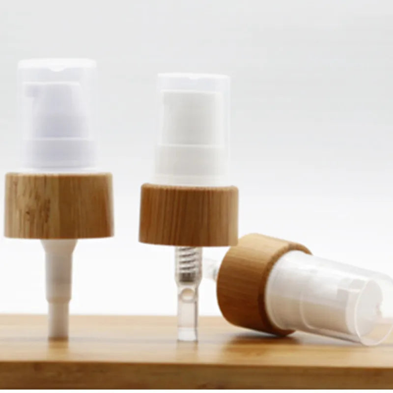 In Stock 18/410 20/410 28/410 Bamboo Pump Spray Wooden Lid Standard Plastic Bottle Caps Cosmetic Wooden Bottle Cap MegaBDM