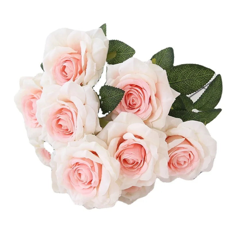 Cheap Silk Rose Bouquet Artificial Flowers for Home Wedding Decoration