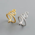 Classic Cute Design Gold Plating 925 Sterling Silver Snake Adjustable Finger Ring Women