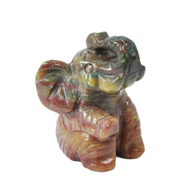 Crystal India Agate Gemstone Carved Elephants Crafts Statue