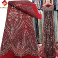 New Nigerian Luxury 3D Embroidery Lace Fabric Heavy Beaded 3D Sequence Elegant Sustainable Style for Wedding and Evening Dress