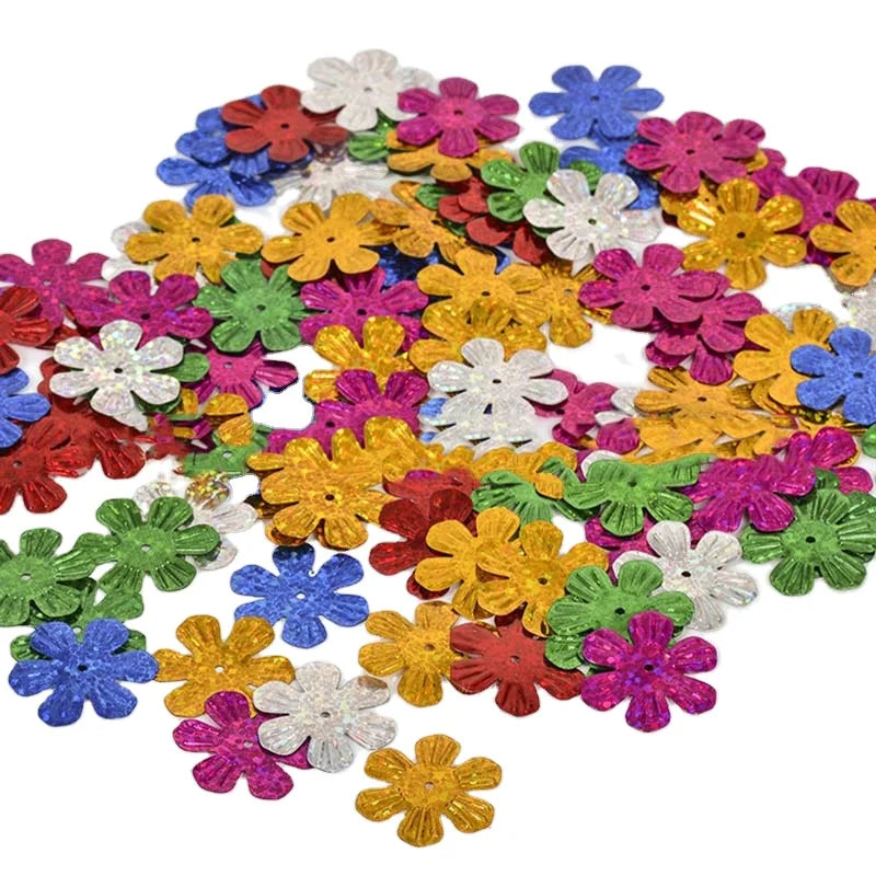 Factory 22mm 30mm Shiny Glitter Sequins Bulk Wholesale Diy Clothes Accessories Coustme Dress Laser plum Flower PVC Laser Sequins