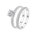 Women's 1.25 Ct Cubic Zirconia Wedding Engagement Ring Set Sterling Silver 925 Rhodium Plated for Gifts and Parties