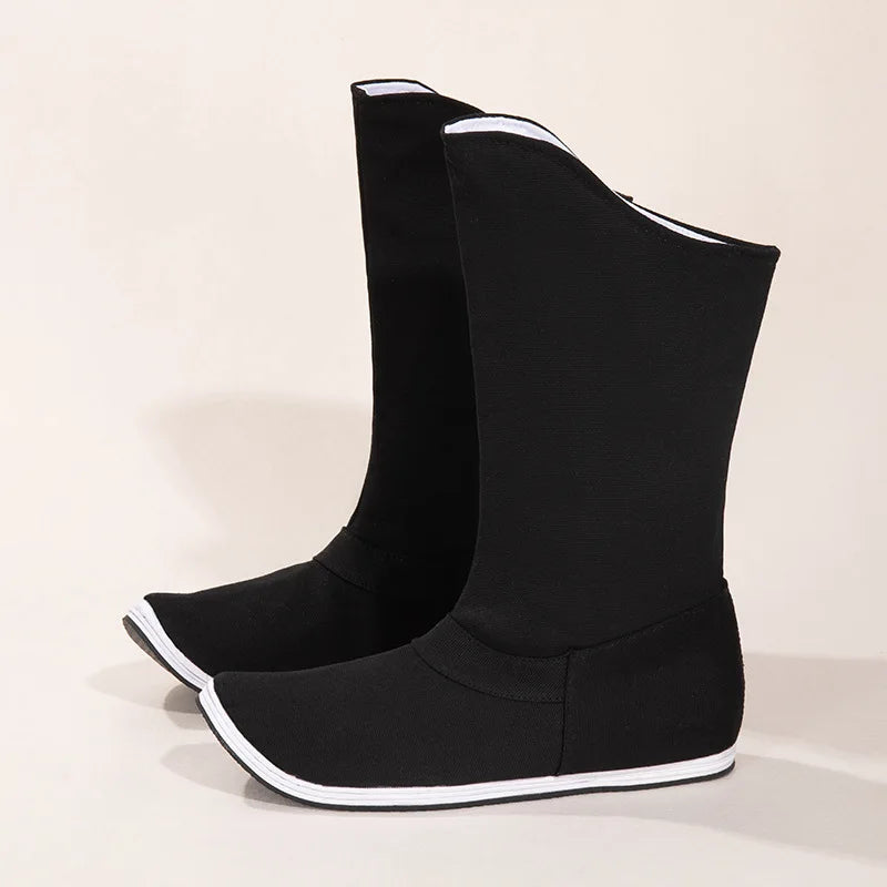 Women's Chinese Style Retro Solid Colour Boots Soft Bottom Comfortable Ladies Casual Shoes New Ladies Anti-slip Canvas Boots