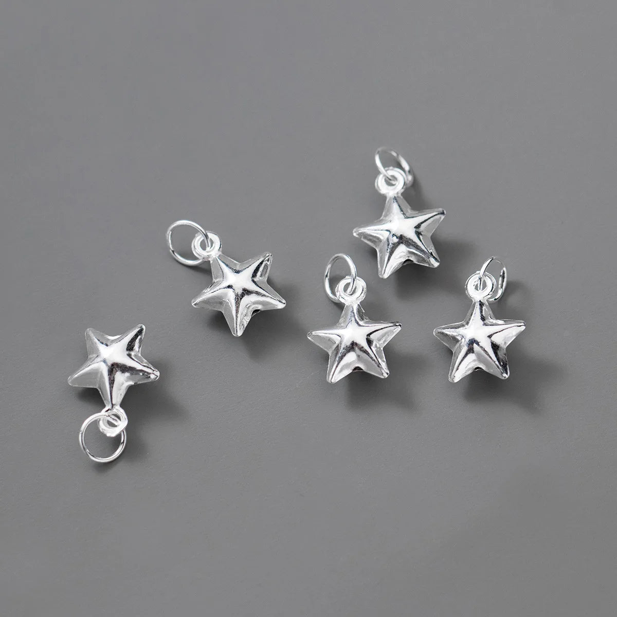 10mm Puffy Star Charm 925 Sterling Silver 3D Star Pendant for DIY Jewelry Making Supplies