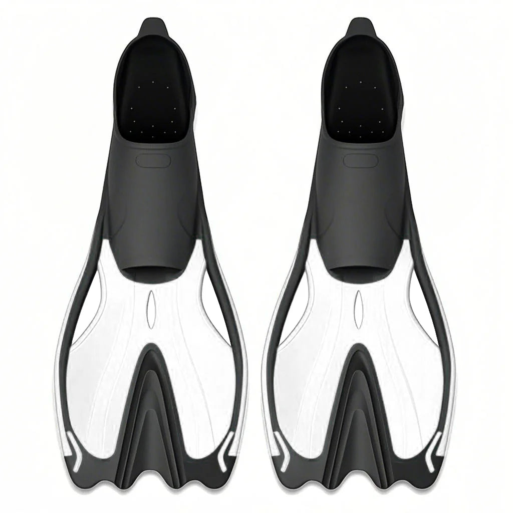 Aloma Professional Full Foot TPR Silicone Snorkel Fins Adult Training Swimming Flippers Medium Length Diving Fins