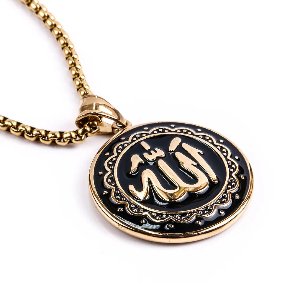New Arrive Hip Hop Rap Style Necklace Titanium Steel Ancient Arabic Script Pendant Necklaces