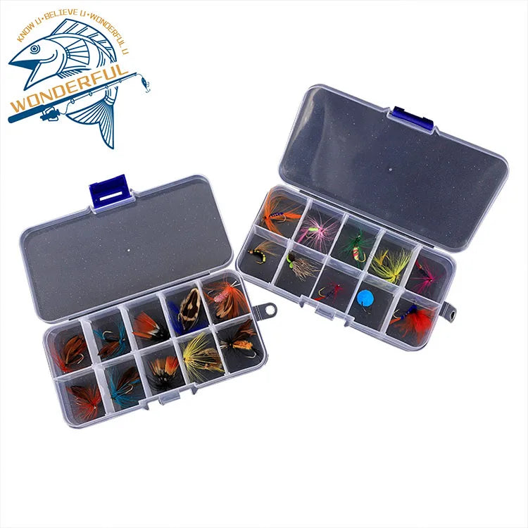 Multicolor10pcs Artificial Simulation Insect Flying Fishing Lure Feather Hook Set With Box