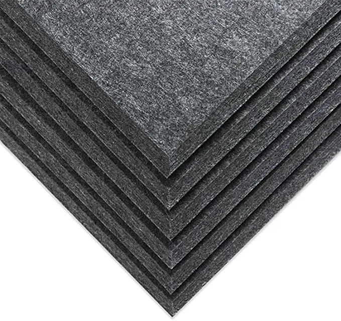 6-Pack Beveled Edge Dark Gray Fireproof Polyester Acoustic Absorption Panel Soundproof Padding for Hotel Application