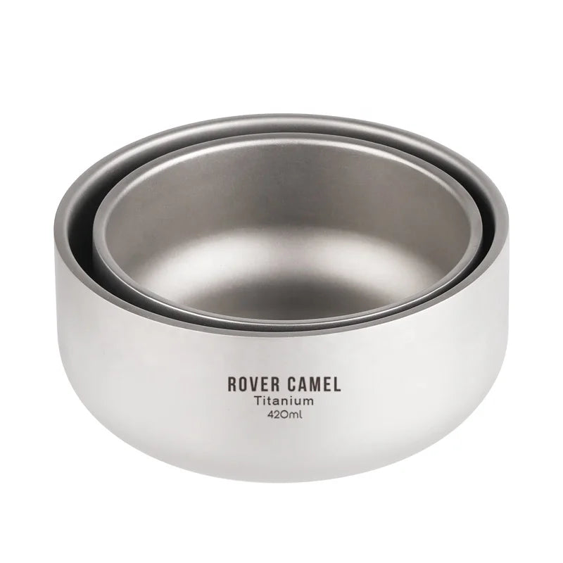 Titanium Outdoor Camping Picnic Accessories Bowl Cookware Full Anti-scald Double Bowl Titanium Cup