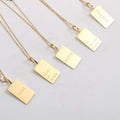 Simple Stainless Steel 18k Gold Plating Engraved Letter Square Pendant Women Necklace