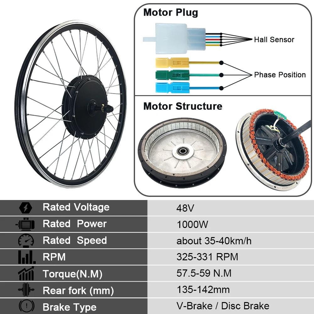 48V 1000W Electric Bike Motor Wheel Rear Wheel  LCD Electric Bicycle Part 500w Front Wheel