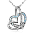 YFN Jewelry 925 Sterling Silver Butterfly Two Hearts Connected Couple Zircon Heart Pendant Necklace